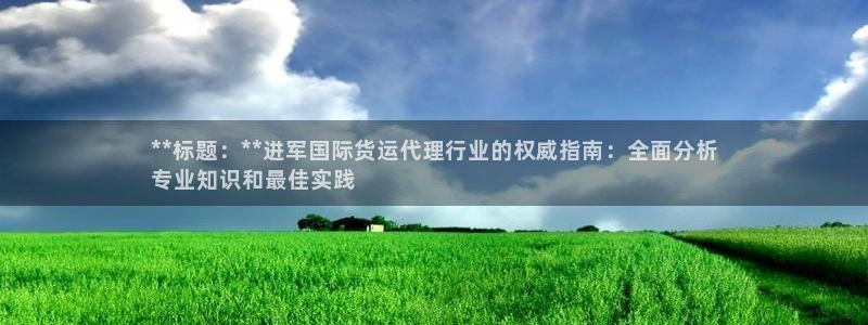 尊龙人生就是博一下下：**标题：**进军国际货运代理行业